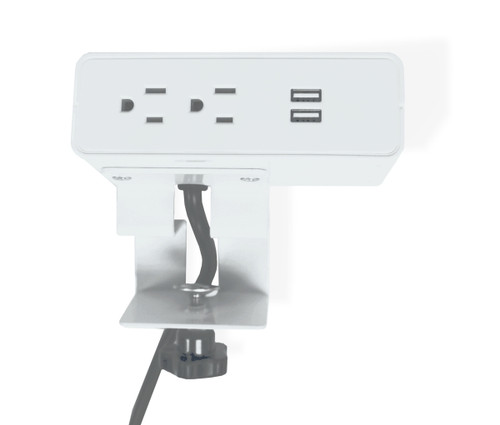 Desktop Power Module 2 Duplex 2 USB Edge Clamp White