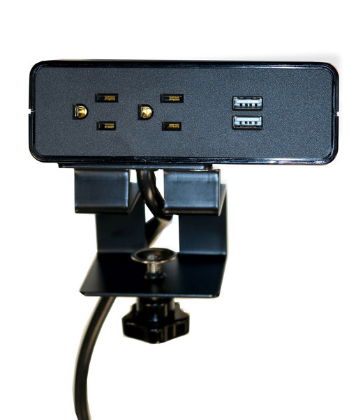 Desktop Power Module 2 Duplex 2 USB Edge Clamp Black