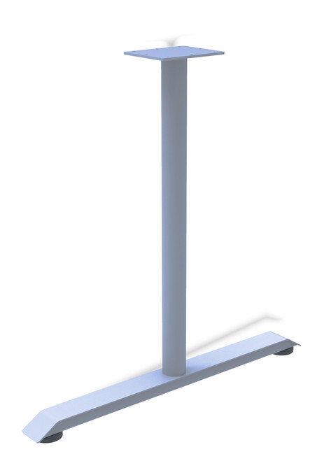 Table Leg T Bevel Base with Glides 30 D Silver