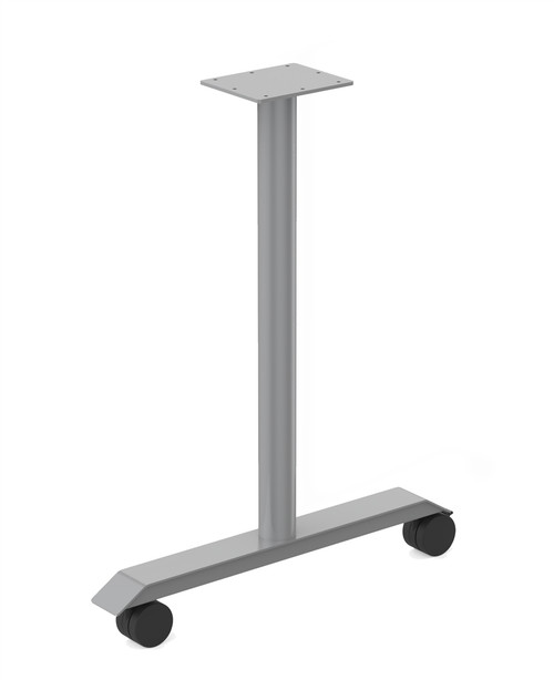 Table Leg T Bevel Base with Casters 24 D Silver