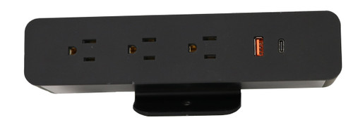Desktop Power Module Triplex 1USB A 1 USB C Edge Clamp Black
