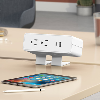 Desk top Duplex power outlet module. White Finish. 2 Duplexs 12 amp and ...