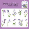 Botanical Loose PET Stickers Set - pack 20, purple flower stickers