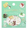 BGM Flake Stickers - Afternoon Tea Party "Sing a Song" (Green, 45pc) - packaging with a squirrel, teacup, and swiss roll illustration on a mint green background
