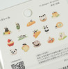 Close-up of the Panda Days Tea Room Theme flake stickers - pandas eating donuts, pancakes, cupcakes, coffee and a taco