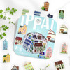 IPPAI washi flake sticker package surrounded by loose house stickers and green leaves on a white surface