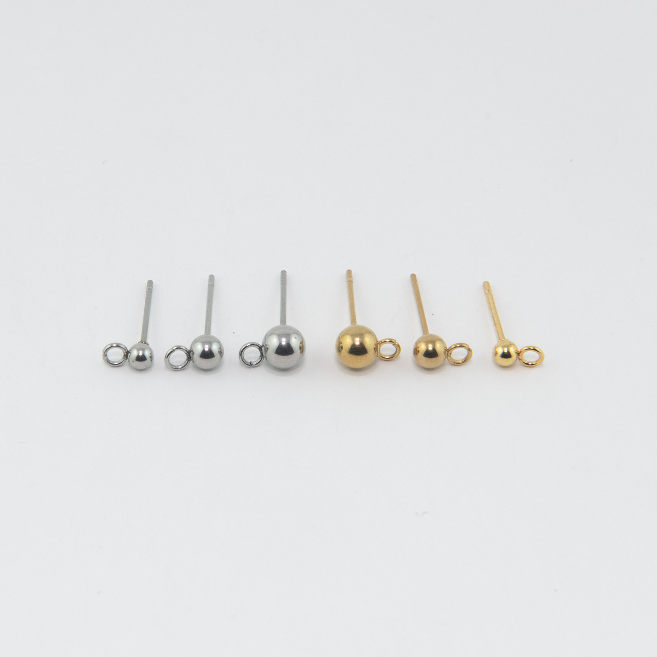 Ball Stud Earring Findings with Loop 6x4mm – beadsnfashion