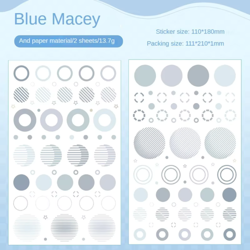 Circle Stickers in various sizes - 2 Sticker Sheets