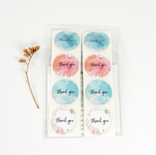 Watercolour Thank you stickers 25mm