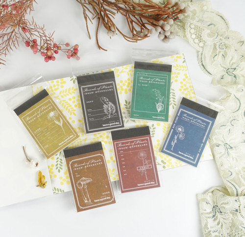 Notebook Label Pad Booklet, Vintage flowers, Mushroom, Feather for Junk Journal, Scrapbooking, Collage - 30 pages