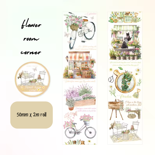 Flower shop paper sticker roll, 50mm x 2m