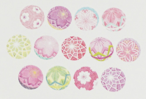 Temari Ball Washi Stickers Roll - Light pink - Bande