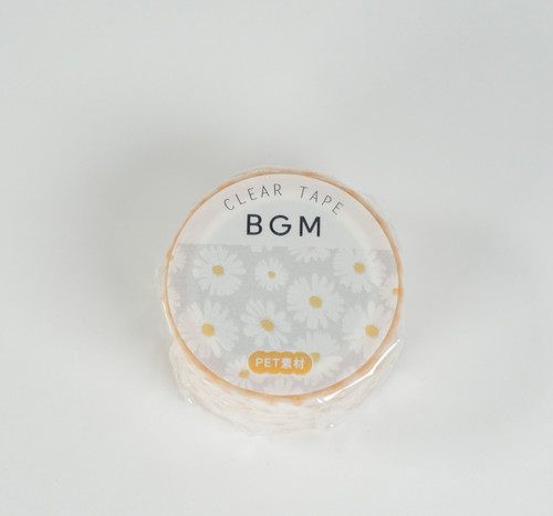 BGM Clear Tape - White Daisy Flower - 20mm packaging close-up