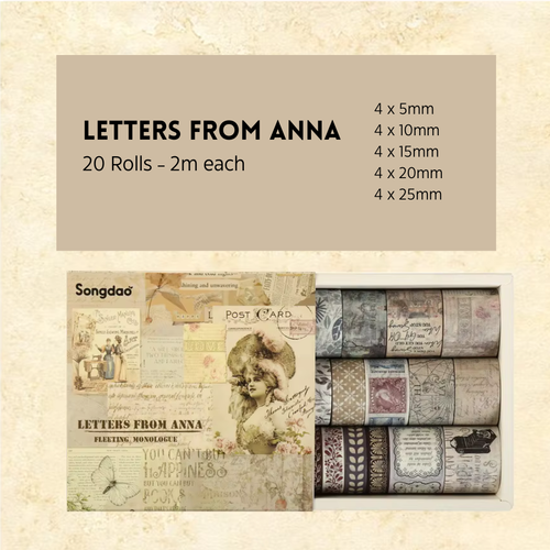 Washi Tape Set Retro Years - Letters From Anna - vintage postcard theme