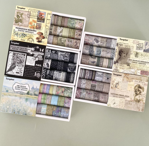 Washi Tape Set Retro Years: 20 Rolls, Assorted Sizes & Patterns, 2m Each