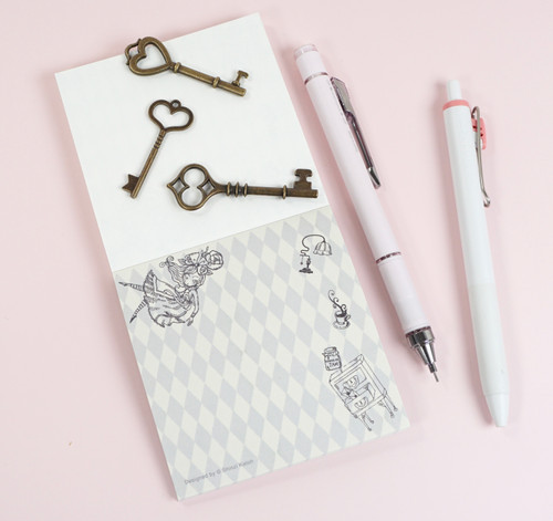 Alice in Wonderland Memo Pad - Block 100 sheets - gold foil
