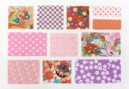 Pink Japanese pattern Irodo fabric transfer sticker sheet — iron-free fabric stickers by Paper Pen Sanpo