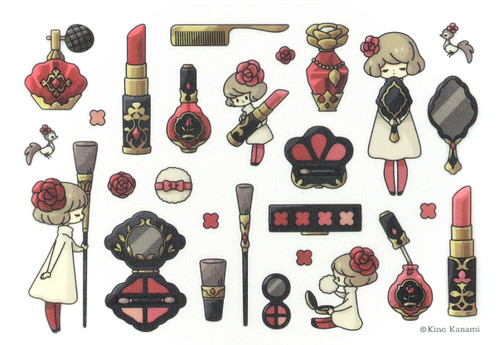 Floral make-up tools Irodo fabric transfer sticker sheet — iron-free fabric stickers by Paper Pen Sanpo