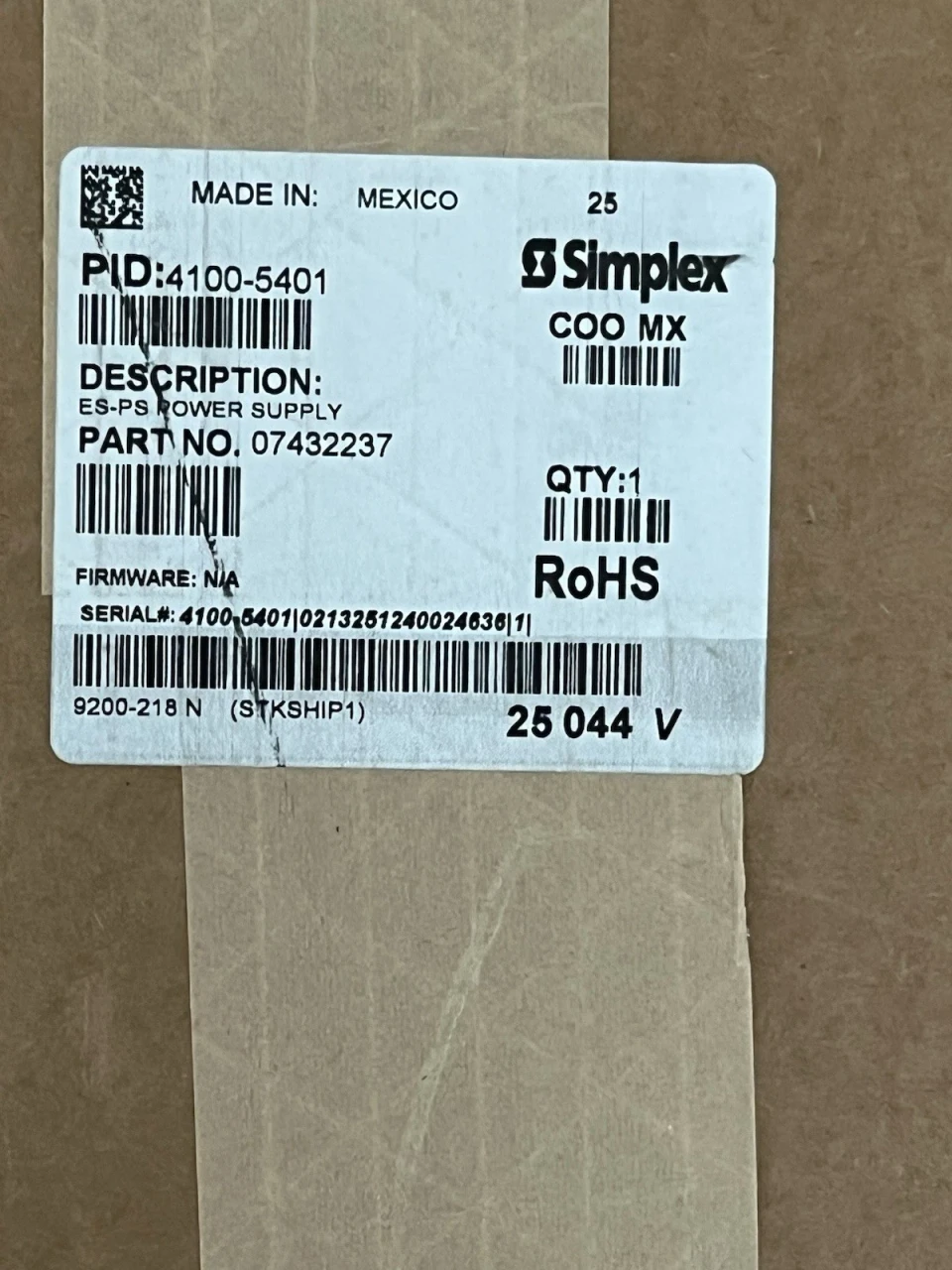 Simplex 4100-5401 Fire Alarm Control Panel ES-PS Power Supply 07432237 NEW IN BOX