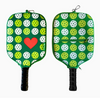 Pickleball Paddle Cover with Storage Pocket – Vibrant Green Pickleball Ball Pattern with Heart Detail