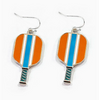 Epoxy Pickleball Paddle Earring-Orange and Blue