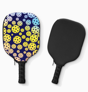 Pickleball Paddle Cover – Colorful Ombre Pickleball Design on Navy Background