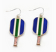 Epoxy Pickleball Paddle Earring-Blue and Green