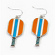 Epoxy Pickleball Paddle Earring-Orange and Blue