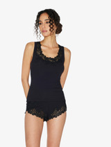 Pyjamashorts in Rippenstrick aus Kaschmirmischung mit Frastaglio-Stickereien in der Farbe Onyx_1