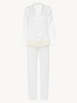 Pyjama in Weiß aus Seide mit Frastaglio_0