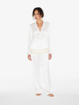 Pyjama in Weiß aus Seide mit Frastaglio_1