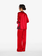 Pyjama in Rot aus Seide mit Frastaglio_2
