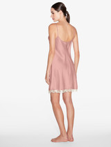 Slipdress in Rosa aus Seide mit Leavers-Spitze_2