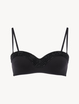 Bandeau-Bikinioberteil in Schwarz mit Perlenstickerei_0