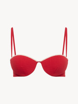 Bandeau-Bikini-Oberteil mit Monogramm in Rot_0