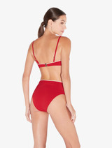 Bandeau-Bikini-Oberteil mit Monogramm in Rot_2