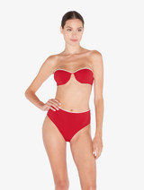 Bandeau-Bikini-Oberteil mit Monogramm in Rot_3