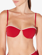 Bandeau-Bikini-Oberteil mit Monogramm in Rot_4