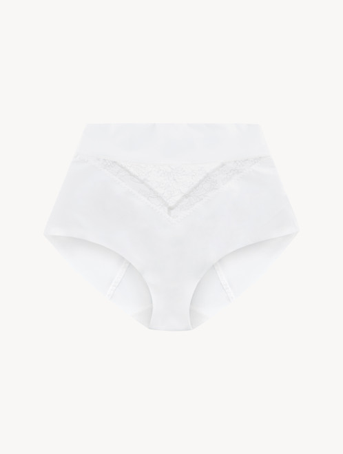 Hoher Slip Control-Fit in Weiß aus Lycra® mit Chantilly-Spitze_0