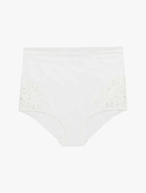 Hoher Slip in Offwhite aus Stretchtüll_0