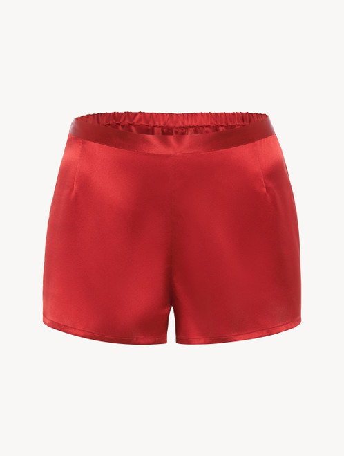 Shorts in Granatrot aus Seide_1