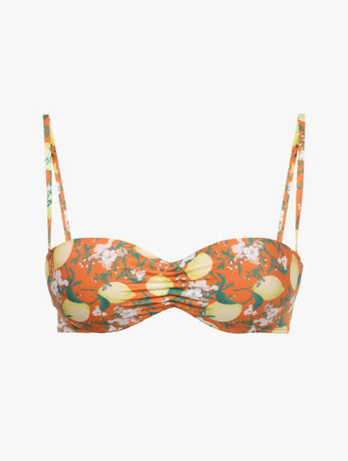 Bandeau-Bikini-Oberteil in Orange mit Print_4