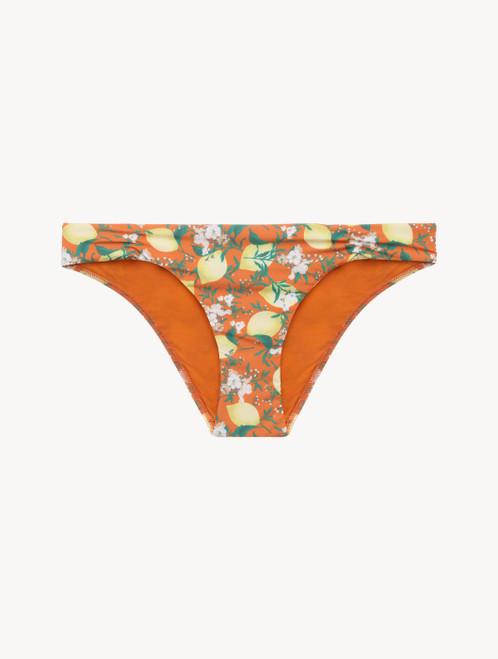 Bikinislip mit Raffung in Orange mit Print_1