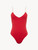 V-Neck-Badeanzug mit Monogramm in Rot_0
