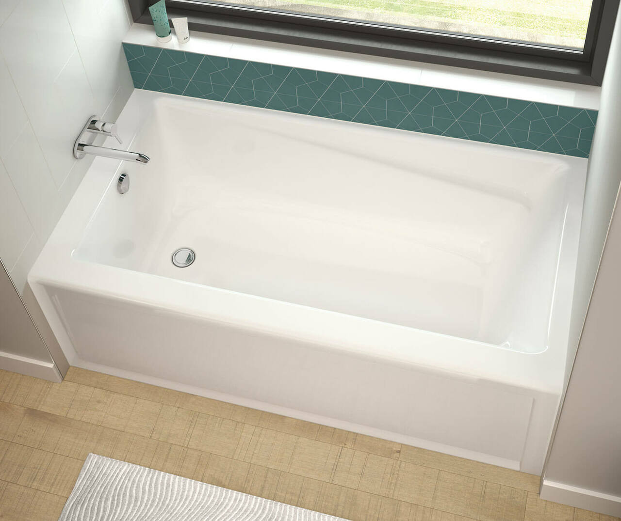 バズリエ Maax Exhibit 7236 IFS Acrylic Alcove Left-Hand Drain Bathtub in White