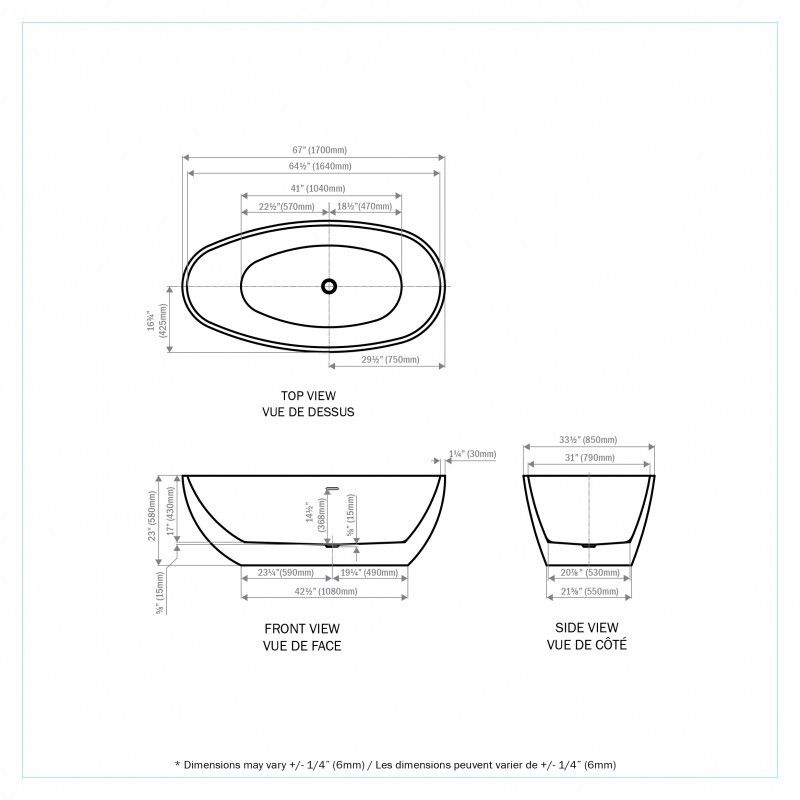 Bain Signature Daria 67" Freestanding Bath Tub