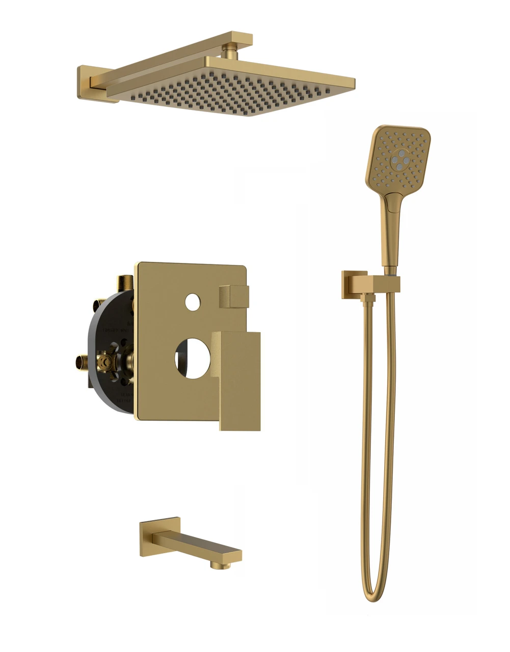Royal Sedona 3 Way Shower With Pressure Balance Valve - Brushed Gold