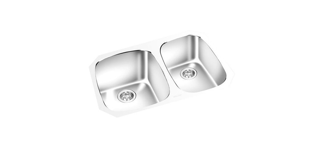 under mount kitchen sink with 2 equal double bowls