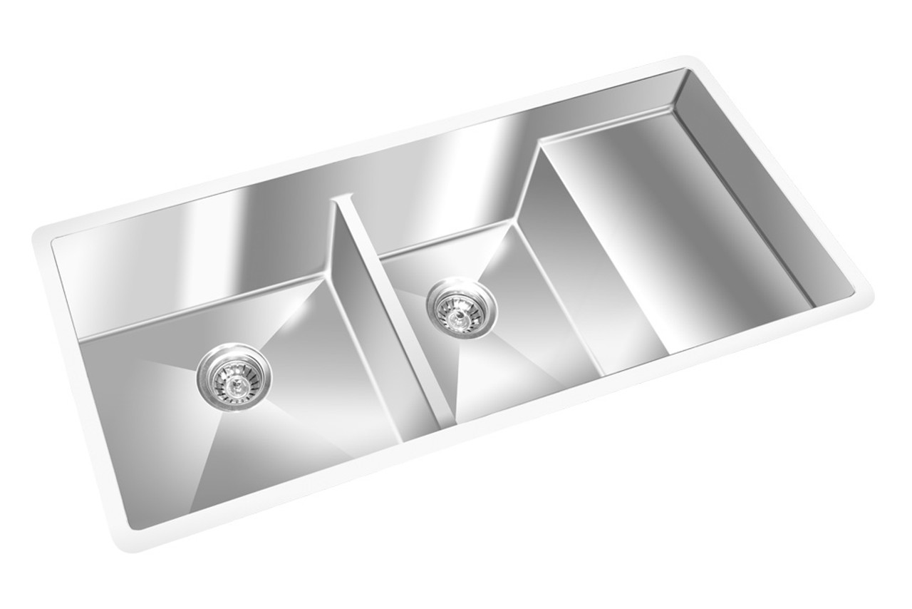 Gem Double Kitchen Square Sink Undermount 42 X 19 York Taps