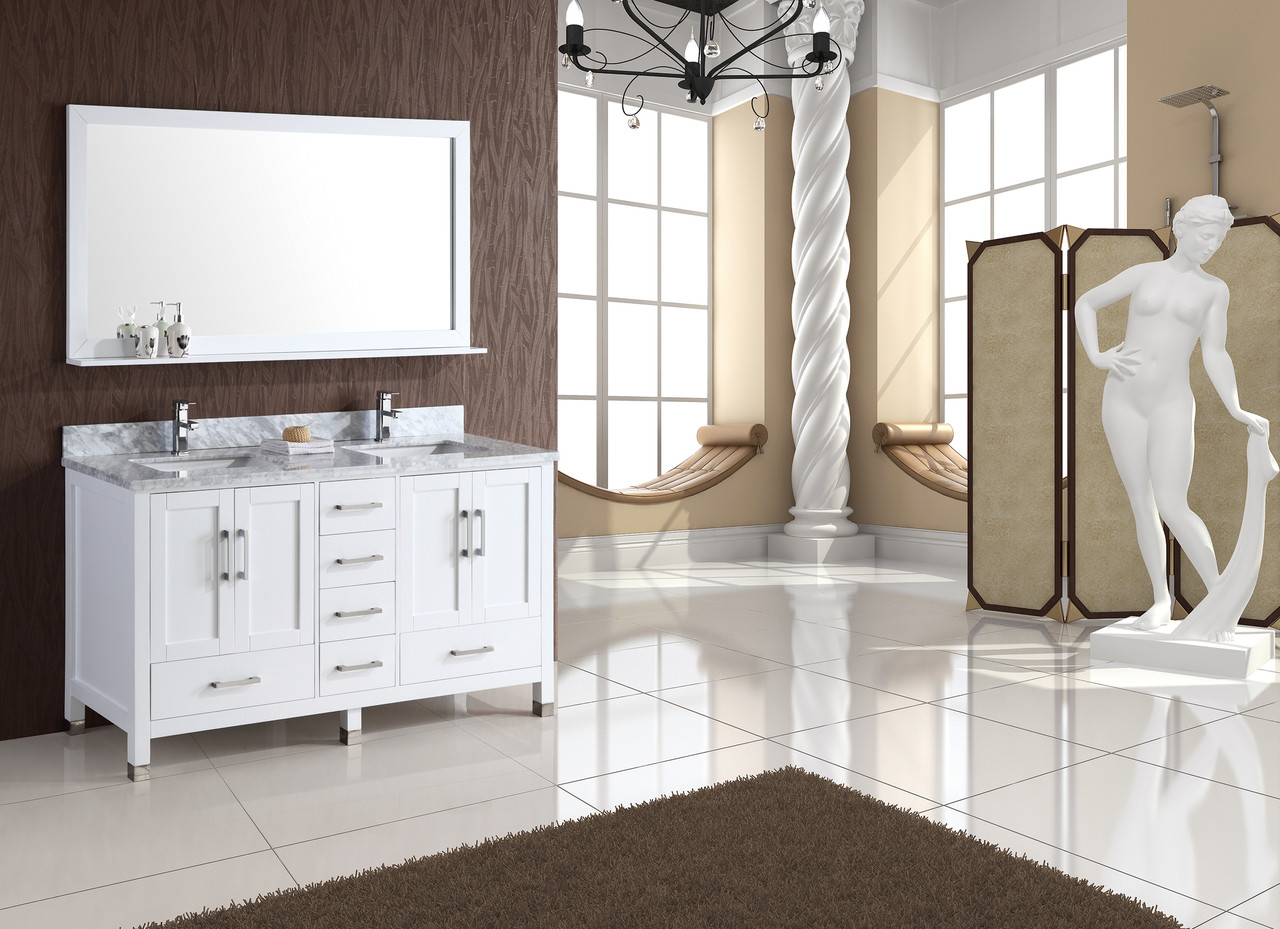 Armada 65 White Double Sink Bathroom Vanity York Taps